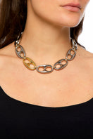 Silvia Gnecchi DAFNE chain necklace featuring delicate links, silver tone, and elegant design on a plain background.