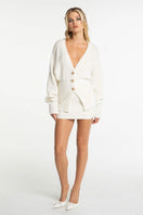 Nana Jacqueline LIZA cardigan in soft knit fabric, open-front design, with long sleeves and a relaxed fit, displayed on a neutral background.