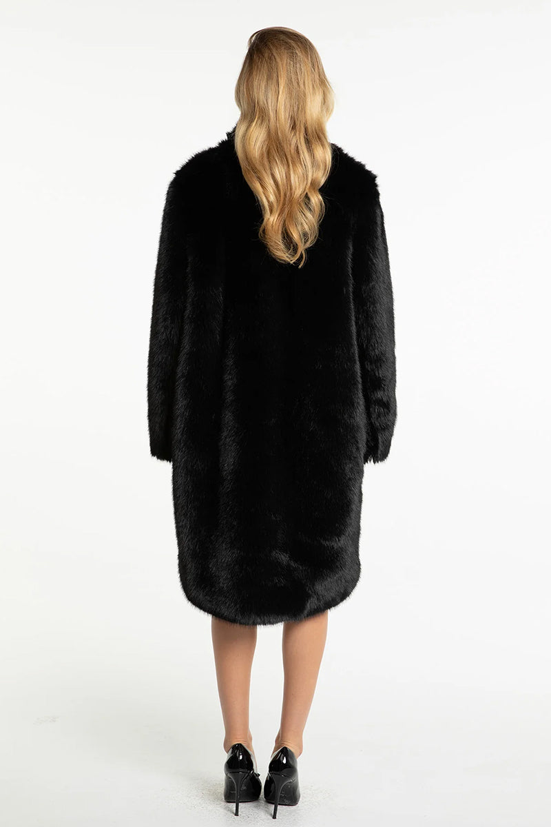 SOFIA FUR COAT IN BLACK - CULT MIA