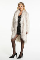 Nana Jacqueline Sofia fur pattern coat featuring a stylish, textured design in warm tones, displayed on a hanger.