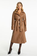 Nana Jacqueline Marlee coat in neutral fabric, shown front view with collar and long sleeves, stylish winter coat for women.