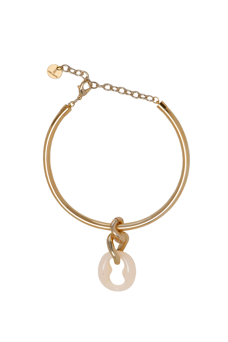Silvia Gnecchi Marie necklace in gold and rice color, featuring delicate chain and elegant pendant design.