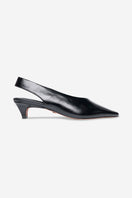 Black 10th Floor Downtown Heels with pointed toes and sleek design, perfect for stylish formal or evening wear.
