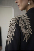 Nadya Shah Ash Fern bolero jacket in midnight black with a lightweight, elegant design and open front style.