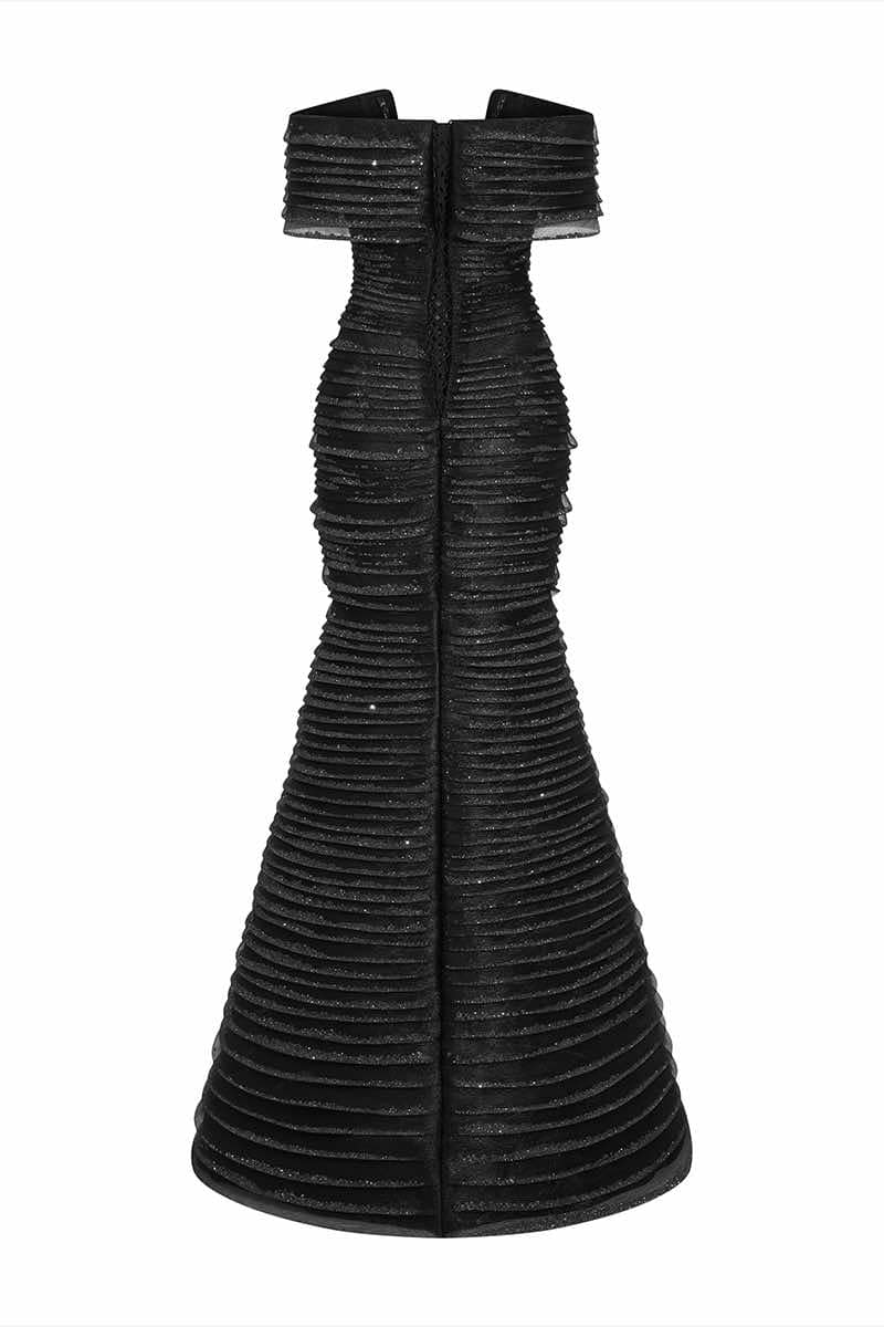 LONG BLACK CUT-OUT GOWN - CULT MIA