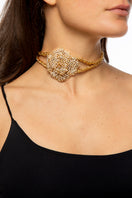 Silver Rose Detailed Necklace by Silvia Gnecchi featuring intricate rose pendant and delicate chain design.