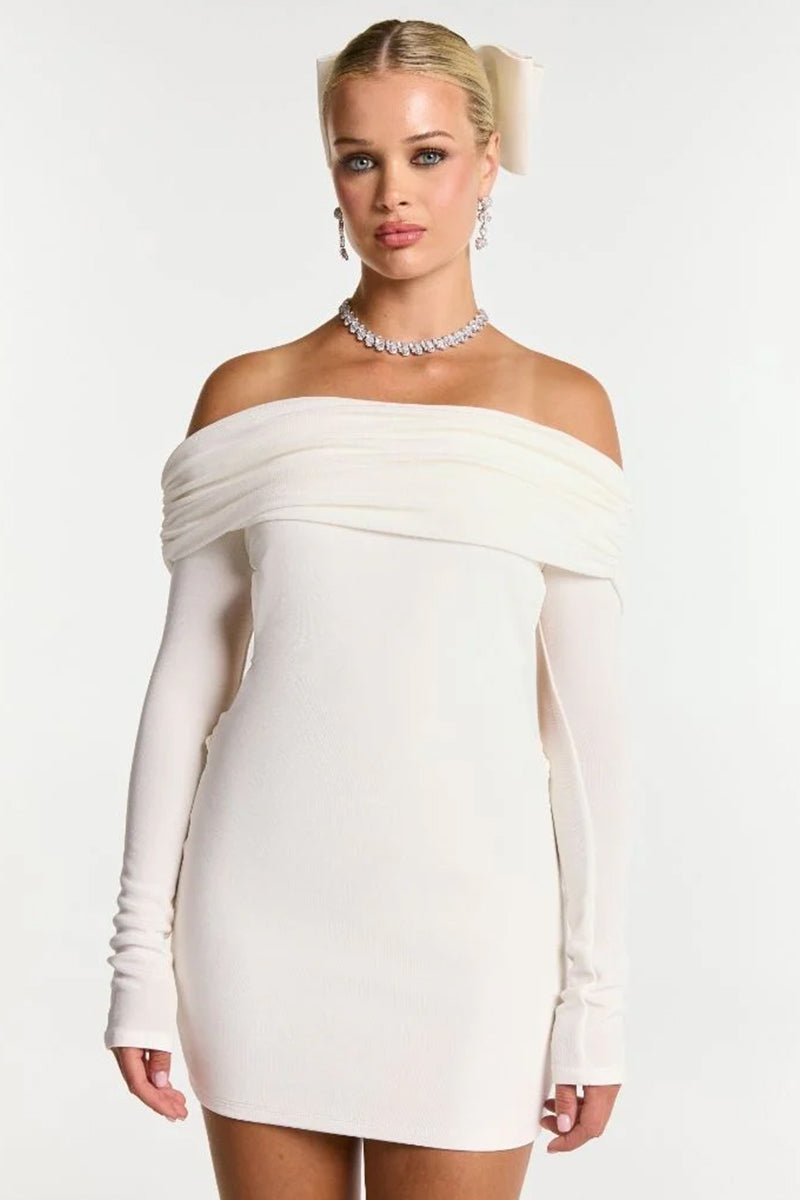 chantel mini dress Chantel Ruffle Halter Mini Dress in Ivory