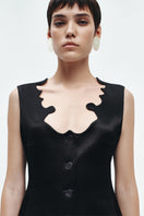 PODYH Prychillia black vest top, sleeveless with a fitted design, shown on a white background.