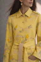 Nadya Shah Esme cargo jacket in primrose color with multiple pockets and relaxed fit, shown on a model.