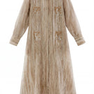 Embroidered Shatha Essa maxi shirt dress with detailed stitching, long sleeves, and a relaxed fit, displayed on a hanger.
