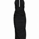 Black Stella maxi dress by Aquarel Studio featuring a flowing silhouette and elegant design, shown on a model.