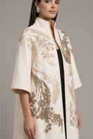 Nadya Shah Belle Epoque ivory coat with vintage-inspired design, tailored fit, and elegant lapels.