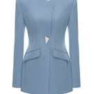 LEKIEU Berlin blue jacket featuring a sleek design, front zipper, and stylish collar on a neutral background.