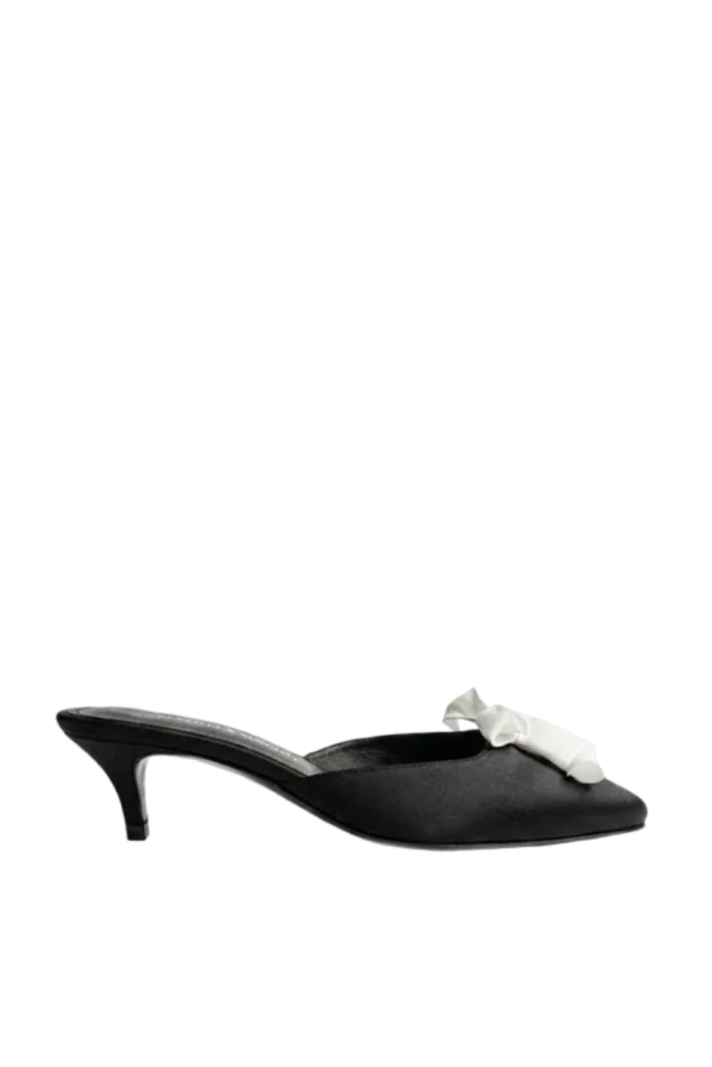 Black Mist Heels by Yassmin Saleh featuring sleek design and pointed toes, perfect for elegant footwear.