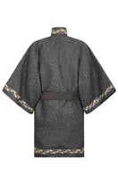 Nadya Shah Anya belted gray boucle jacket with a tailored fit and stylish design, perfect for modern outerwear.