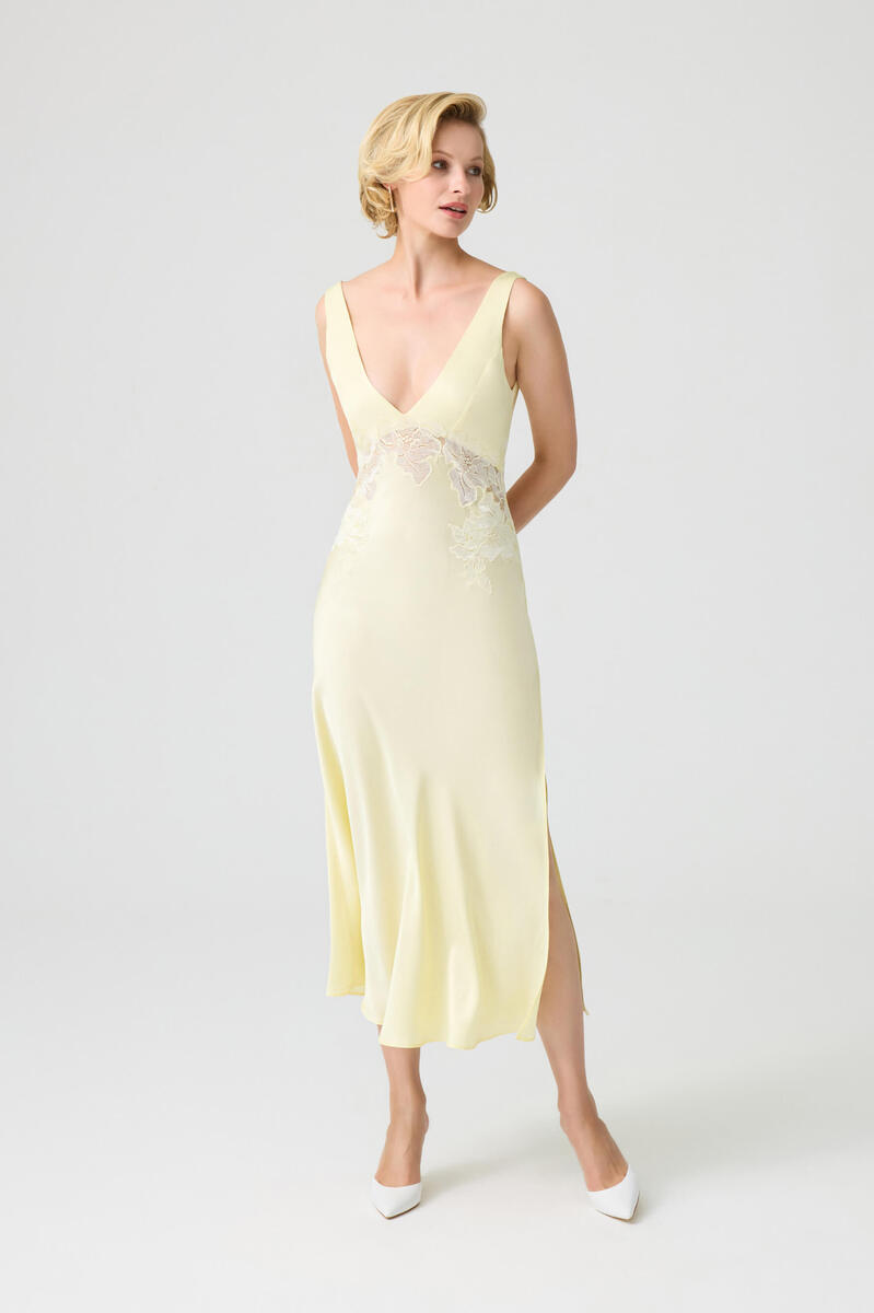 EUGENIE LONG V NECK INNER NIGHTGOWN - CULT MIA