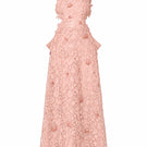 Light pink floral lace halter midi A-line gown with waist detail from I.H.F Studio, perfect for elegant occasions.