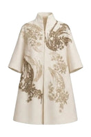 Nadya Shah Belle Epoque ivory coat with elegant design, tailored fit, and classic style, showcased on a model.