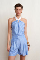 Blue Acaria Studio soul top, stylish women's tops with a modern design, displayed on a neutral background.