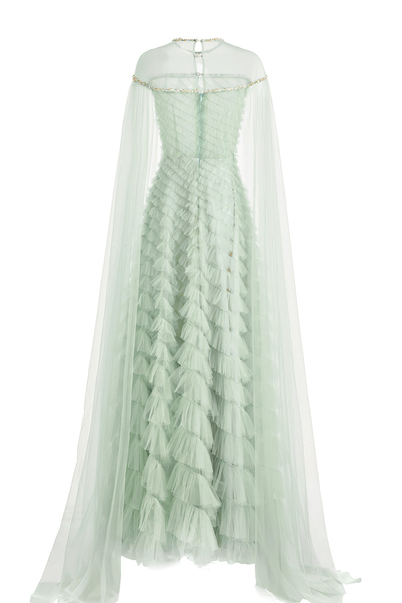 LIGHT MINT LAYERED FLOOR LENGTH DRESS - CULT MIA