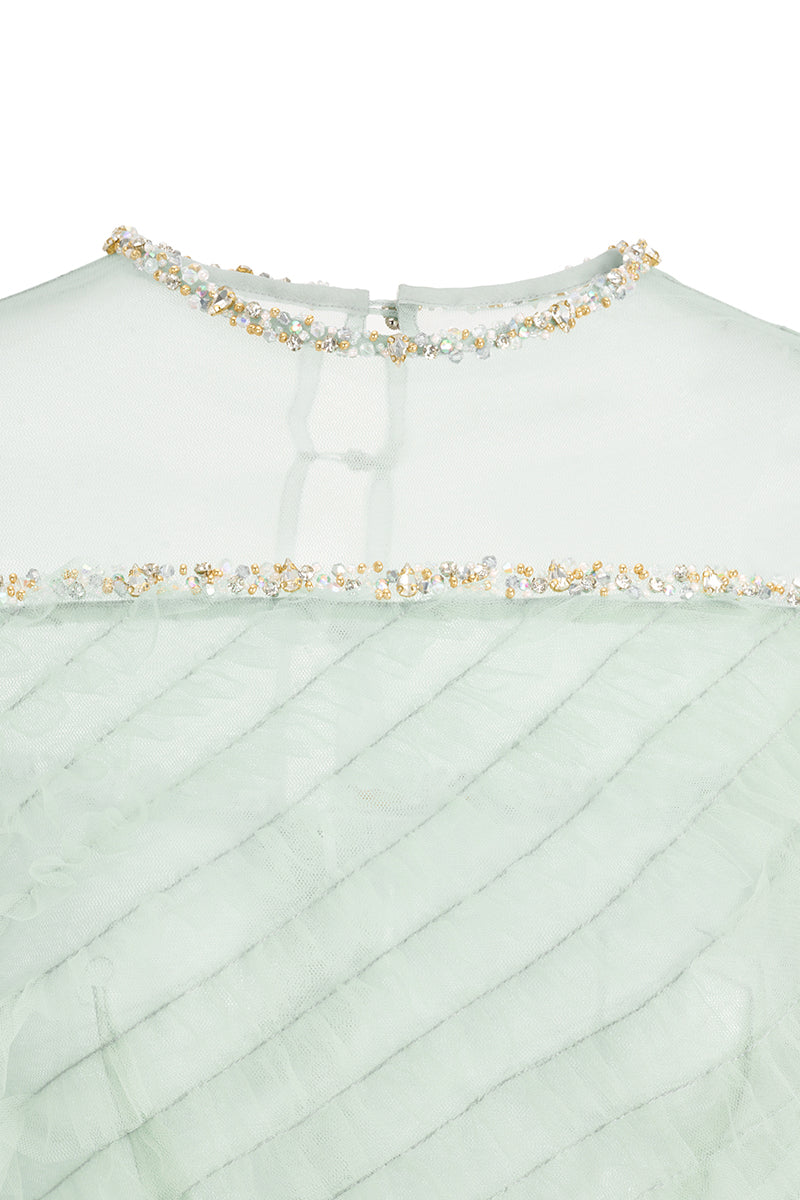 LIGHT MINT LAYERED FLOOR LENGTH DRESS - CULT MIA