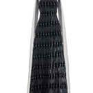 Black strapless floor-length gown with stone embellishments and scarf detail by Happy Clothing, elegant formal dress for special occasions.