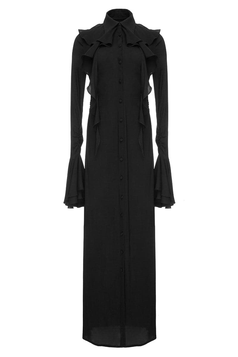 BLACK LONG SHIRT DRESS - CULT MIA