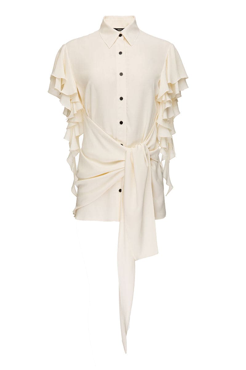 MILKY WHITE SLEEVE-LESS SHIRT - CULT MIA