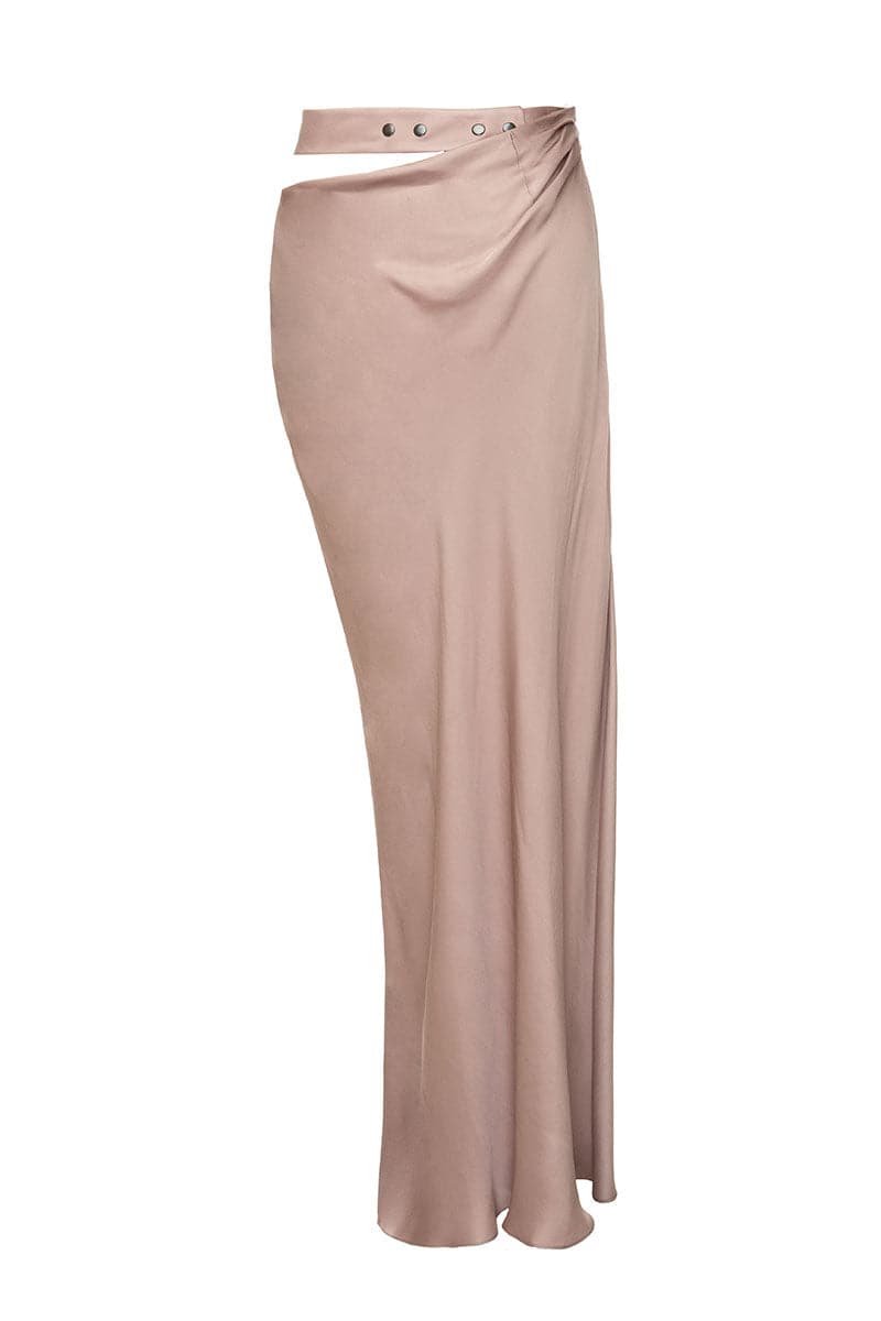 SILVER GRAY CUT-OUT LONG SKIRT - CULT MIA