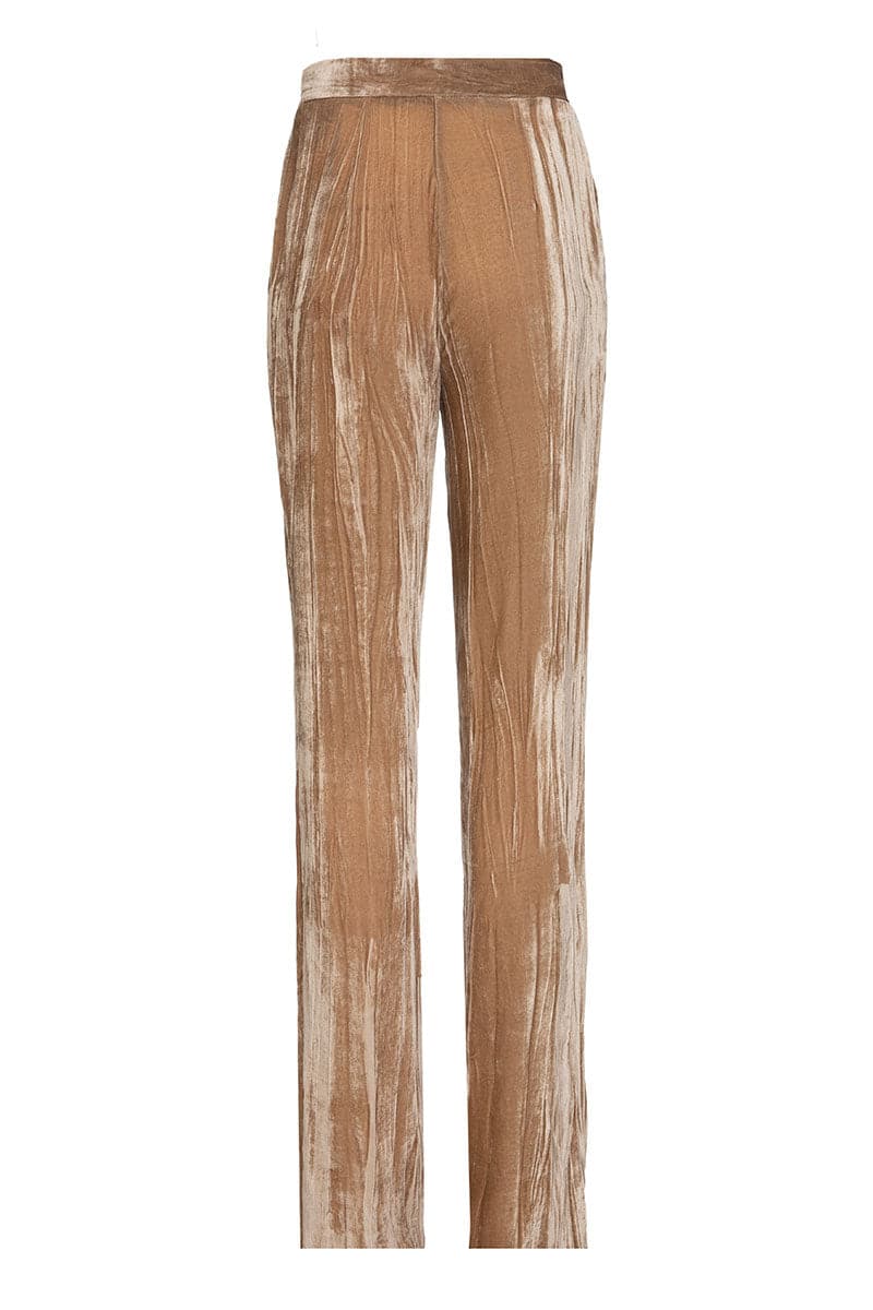 CARAMEL SILK VELVET PANTS - CULT MIA