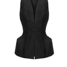 Black cutout flared top by BABUKHADIA featuring a stylish design with cutout details and flared sleeves.