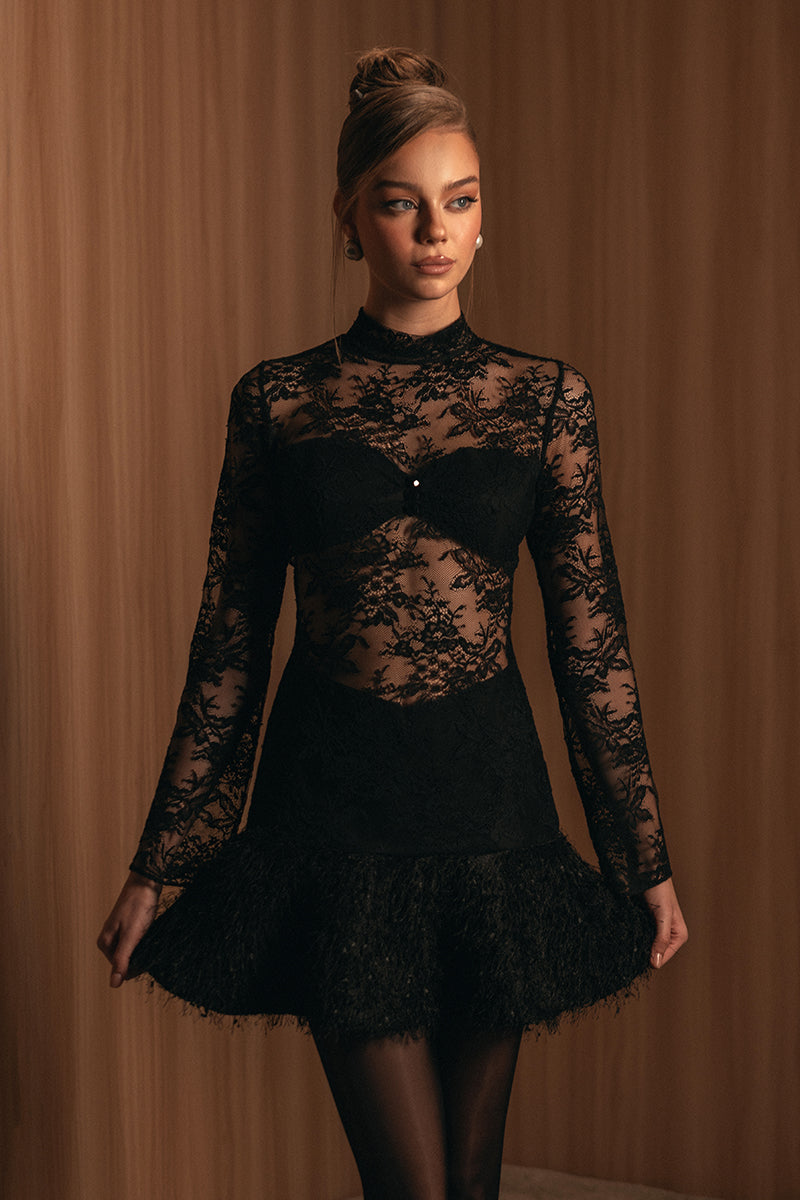 LACE EMBELLISHED COCKTAIL DRESS - CULT MIA