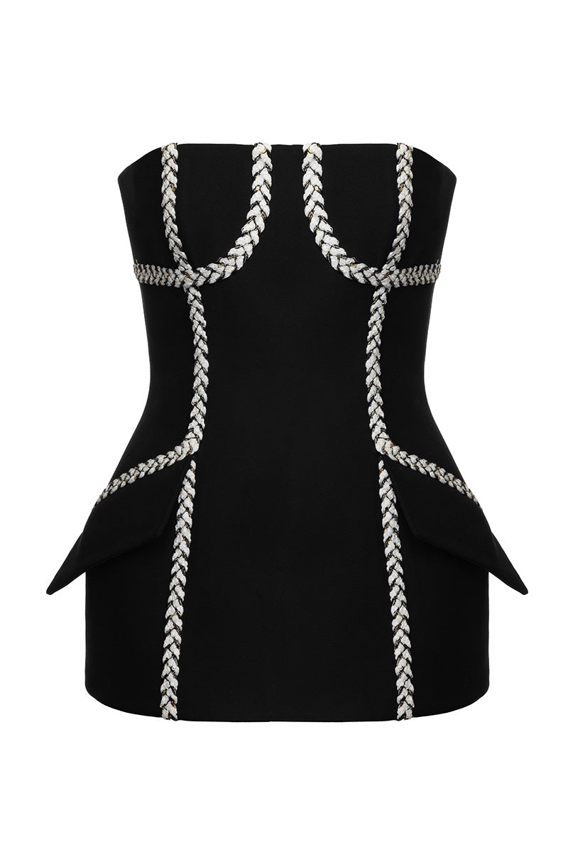 FUZZY DETAILS CORSET IN BLACK - CULT MIA