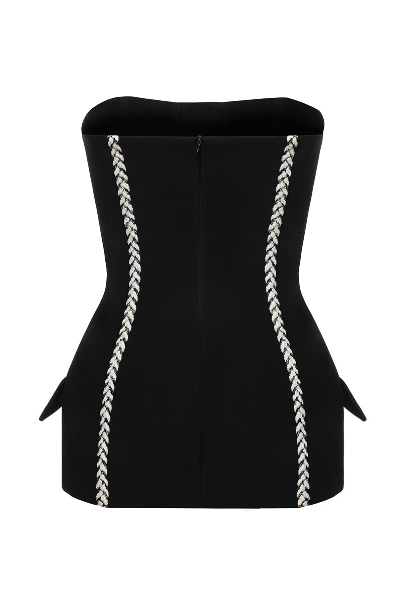 FUZZY DETAILS CORSET IN BLACK - CULT MIA