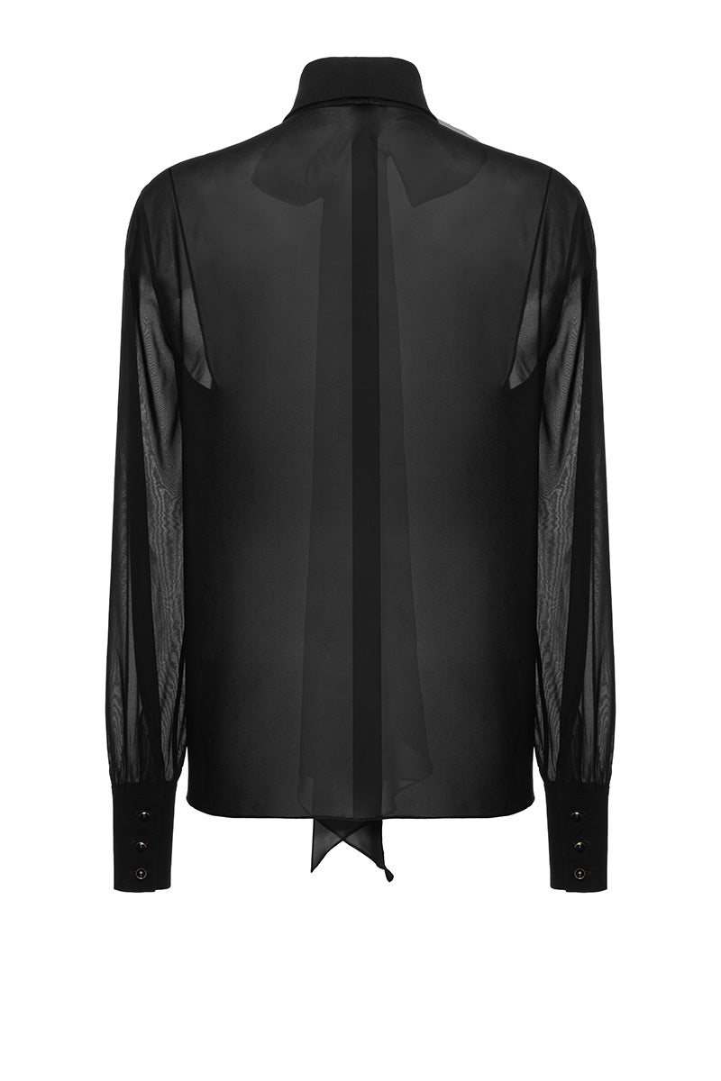 NECK TIE BUTTON DOWN SHIRT IN BLACK - CULT MIA