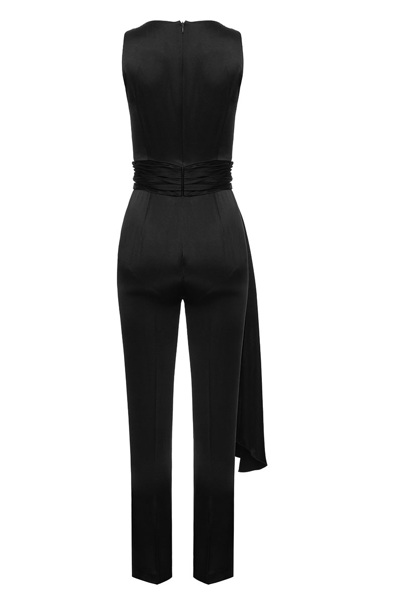 WAIST BAND JUMPSUIT IN BLACK - CULT MIA