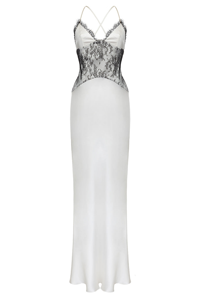 RENDEZ-VOUS GOWN IN WHITE AND BLACK - CULT MIA