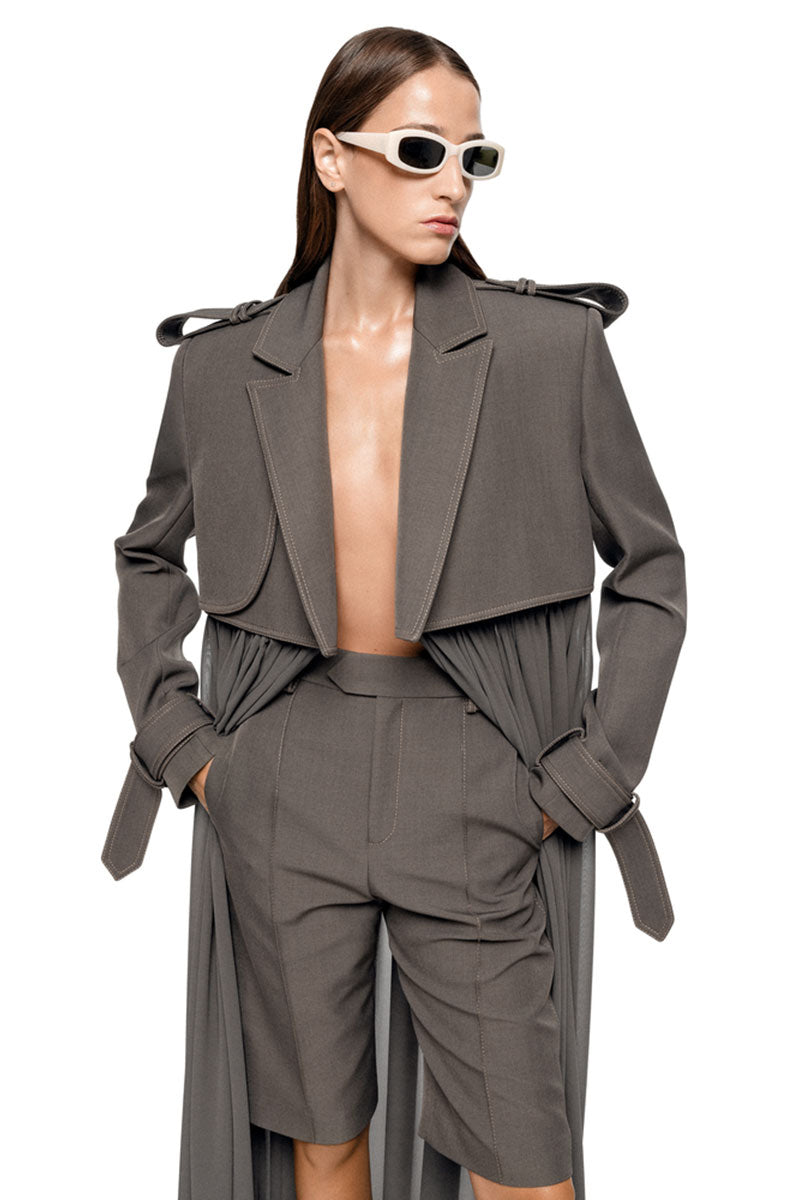 FREJA DETACHABLE TRENCH IN SAGE - CULT MIA