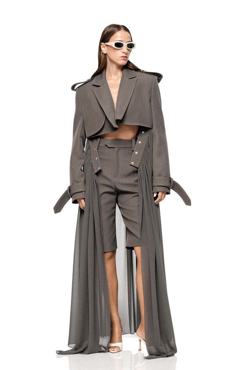 FREJA DETACHABLE TRENCH IN SAGE - CULT MIA