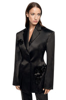 Matters Fleur black blazer, tailored women's blazer with sleek design, featuring collar and button details, stylish and versatile.