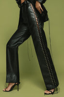 Matters Rogue trousers in black, stylish men's pants with a tailored fit, shown on a model.