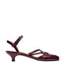 Gvasalia dark cherry embossed slingback heels with pointed toe and elegant design, showcasing stylish footwear for women.