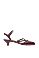 Gvasalia dark cherry embossed slingback heels with pointed toe and elegant design, showcasing stylish footwear for women.