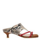 Gvasalia minimalist snake-embossed brown mule heels with sleek design and pointed toes, stylish and comfortable for everyday wear.