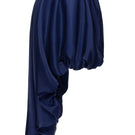 Blue draped asymmetric midi skirt by Gvasalia, featuring flowing fabric and unique design details.