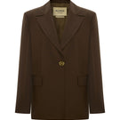 Acaria Studio hazelnut brown blazer, stylish tailored blazer for women, featuring a classic fit and lapel collar.