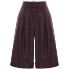 Acaria Studio burgundy shorts with blue checkered pattern, casual fit, and elastic waistband, suitable for relaxed summer wear.