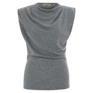 Gray Acaria Studio Lauren top, stylish sleeveless blouse with a relaxed fit, perfect for casual or office wear.