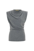 Gray Acaria Studio Lauren top, stylish sleeveless blouse with a relaxed fit, perfect for casual or office wear.