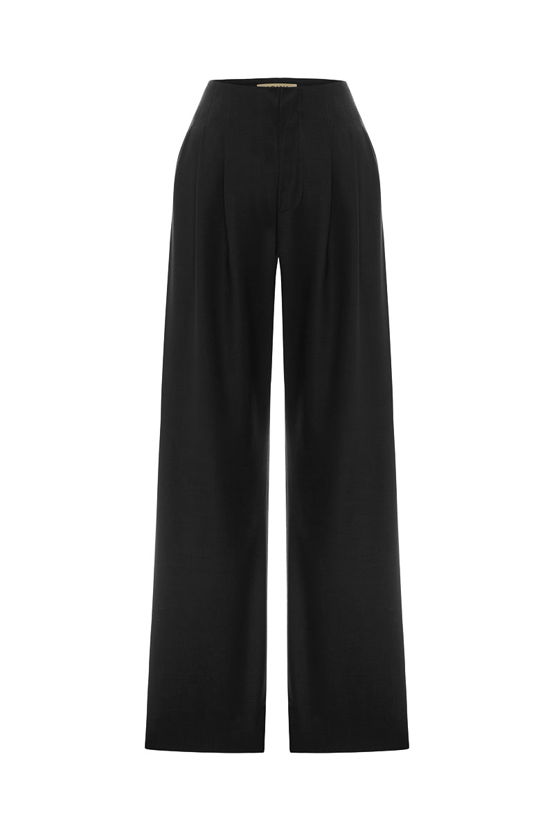 Black Earth Pants by Acaria Studio, stylish and comfortable pants featuring a modern design with a relaxed fit.